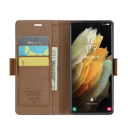 Samsung Galaxy S21 Ultra 5G Leather Wallet Case - RFID Blocking, Stand Function, Card Slots