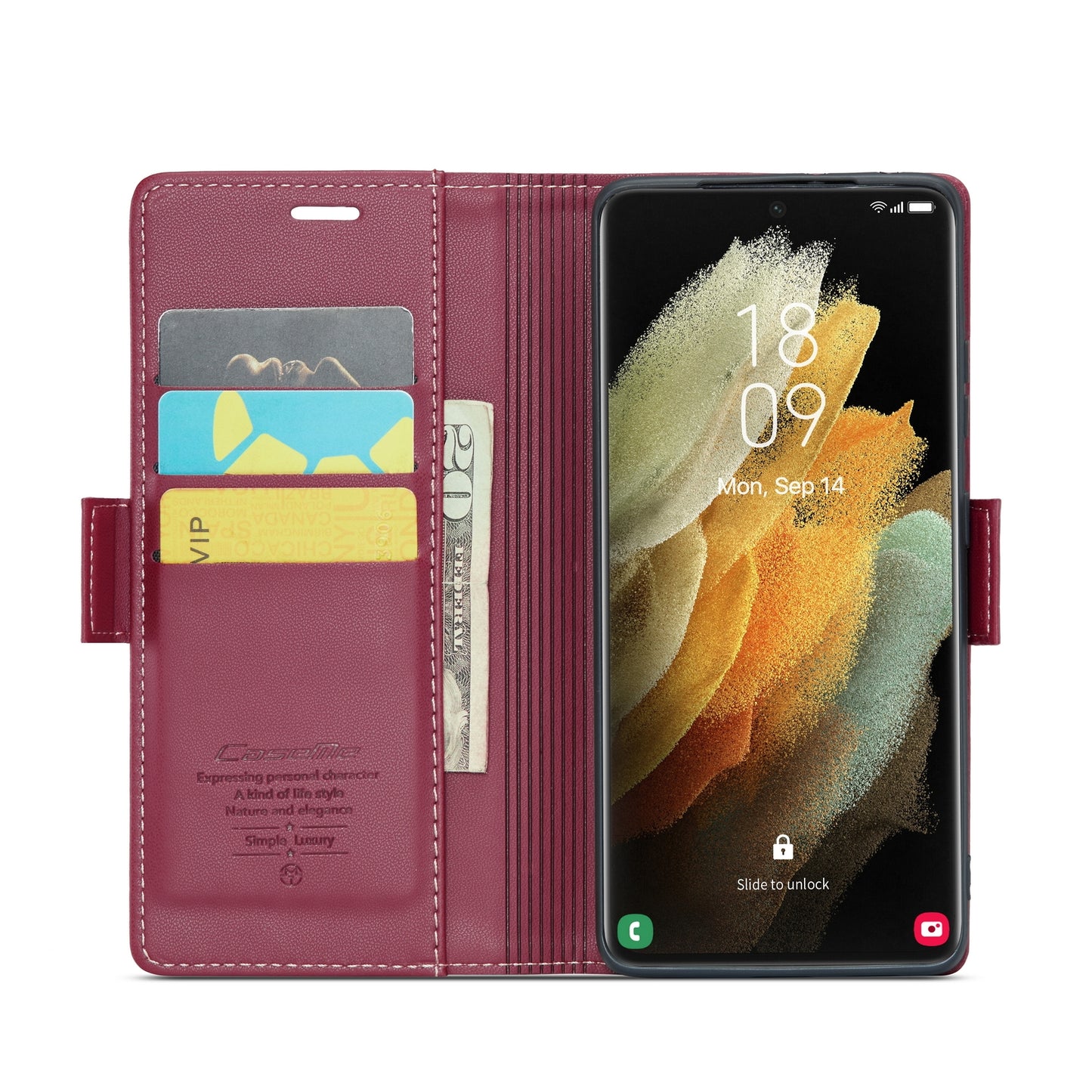 Samsung Galaxy S21 Ultra 5G Leather Wallet Case - RFID Blocking, Stand Function, Card Slots