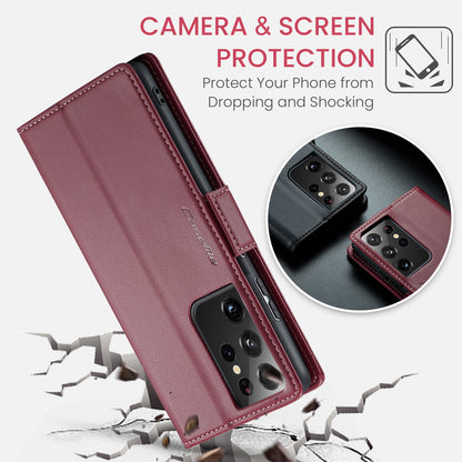 Samsung Galaxy S21 Ultra 5G Leather Wallet Case - RFID Blocking, Stand Function, Card Slots