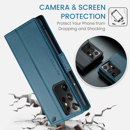 Samsung Galaxy S21 Ultra 5G Leather Wallet Case - RFID Blocking, Stand Function, Card Slots