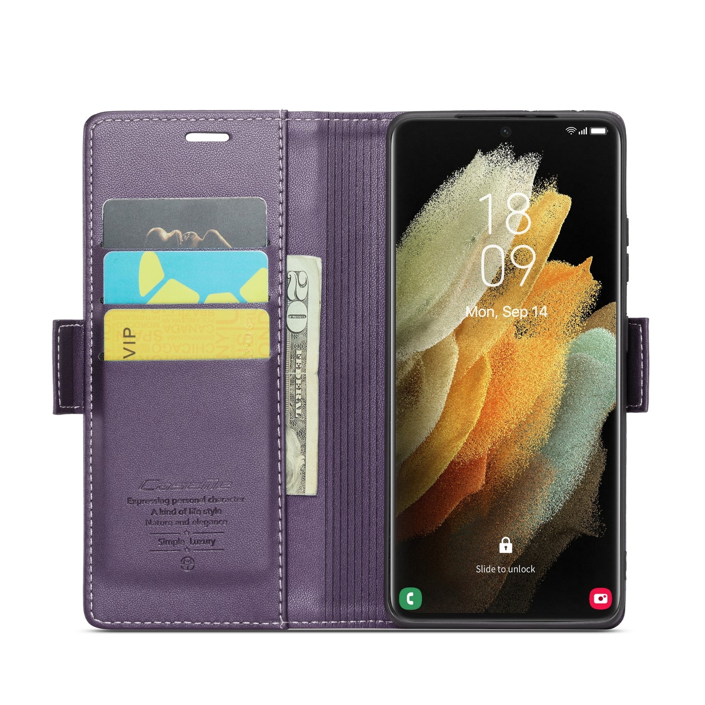 Samsung Galaxy S21 Ultra 5G Leather Wallet Case - RFID Blocking, Stand Function, Card Slots