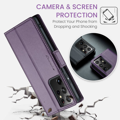 Samsung Galaxy S21 Ultra 5G Leather Wallet Case - RFID Blocking, Stand Function, Card Slots