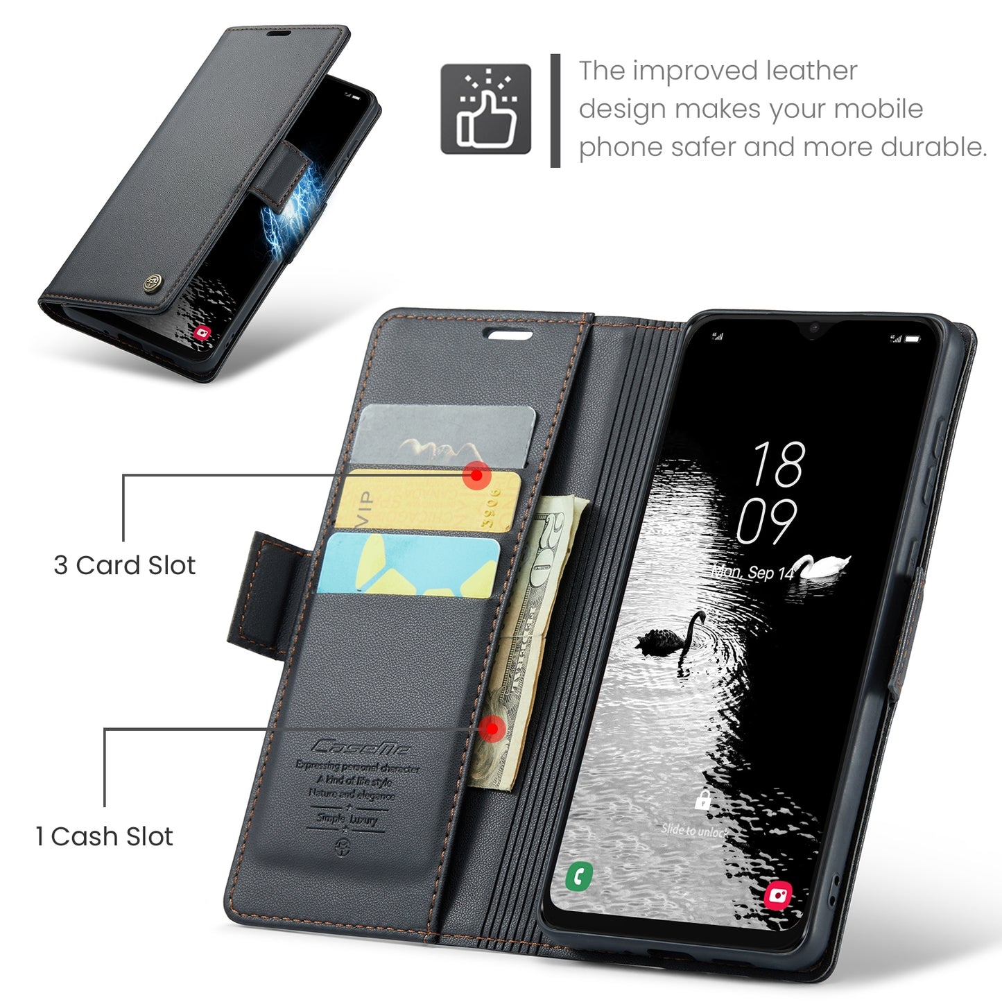 Samsung Galaxy A50/A50s Leather Wallet Case - RFID Blocking, Stand Function, Card Slots