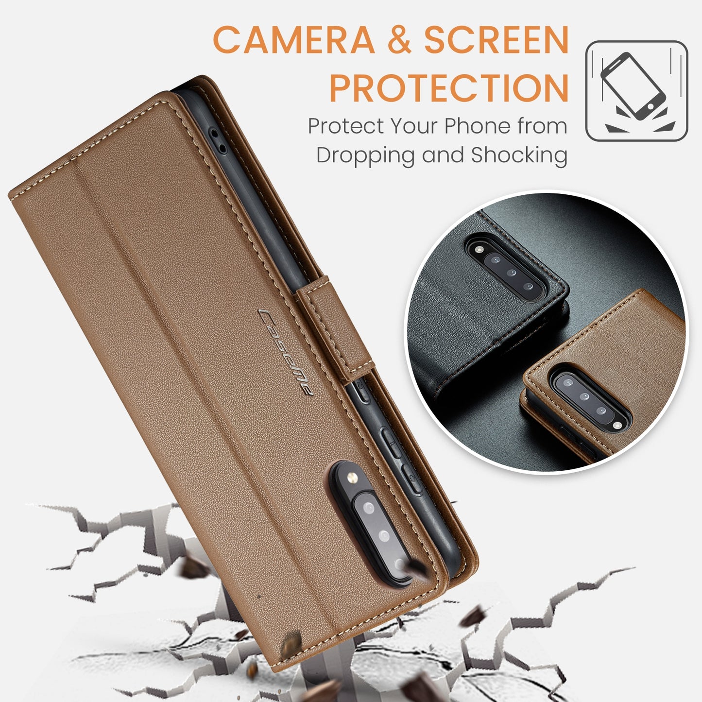 Samsung Galaxy A30s Leather Wallet Case - RFID Blocking, Stand Function, Card Slots