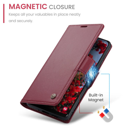 Samsung Galaxy A30s Leather Wallet Case - RFID Blocking, Stand Function, Card Slots