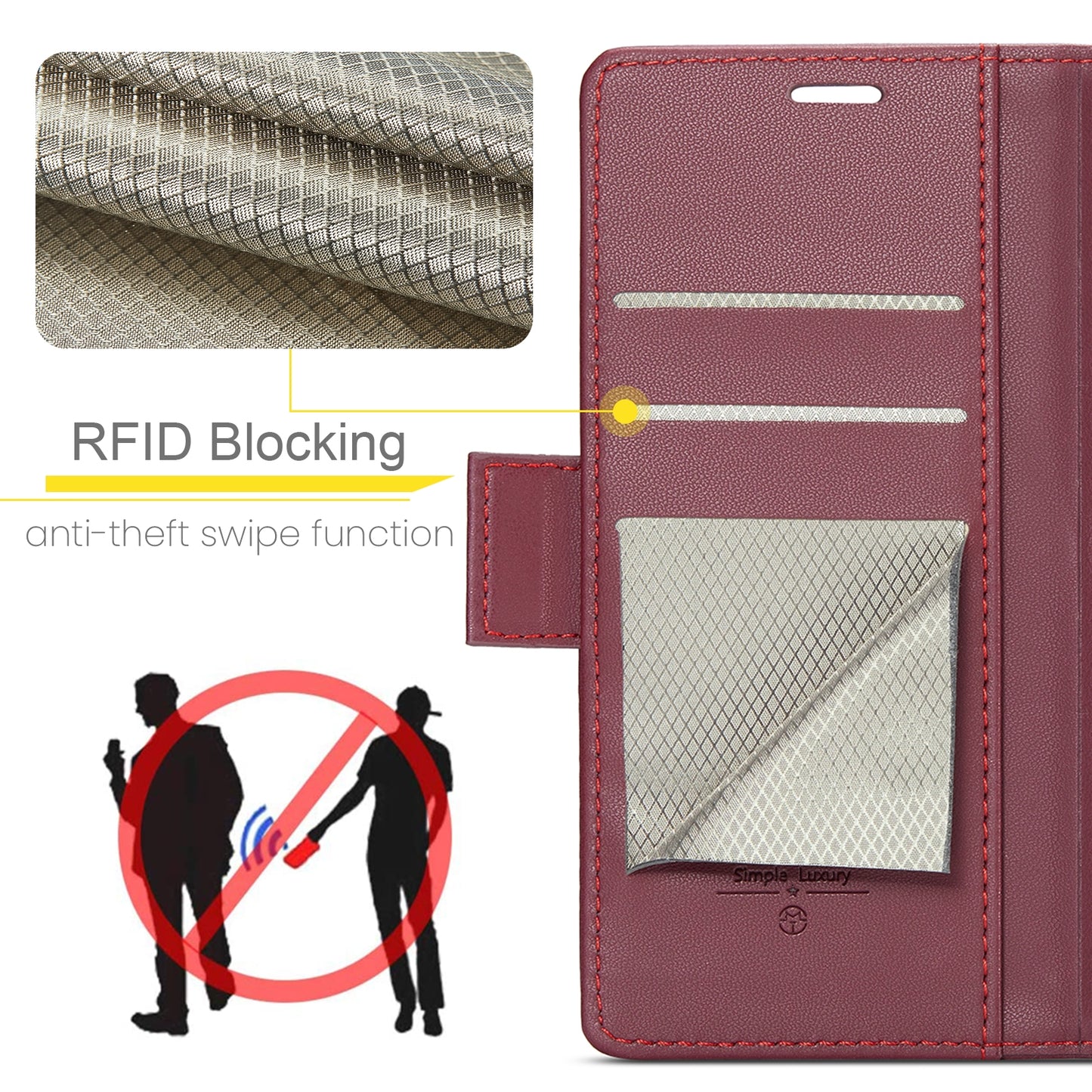 Samsung Galaxy A30s Leather Wallet Case - RFID Blocking, Stand Function, Card Slots