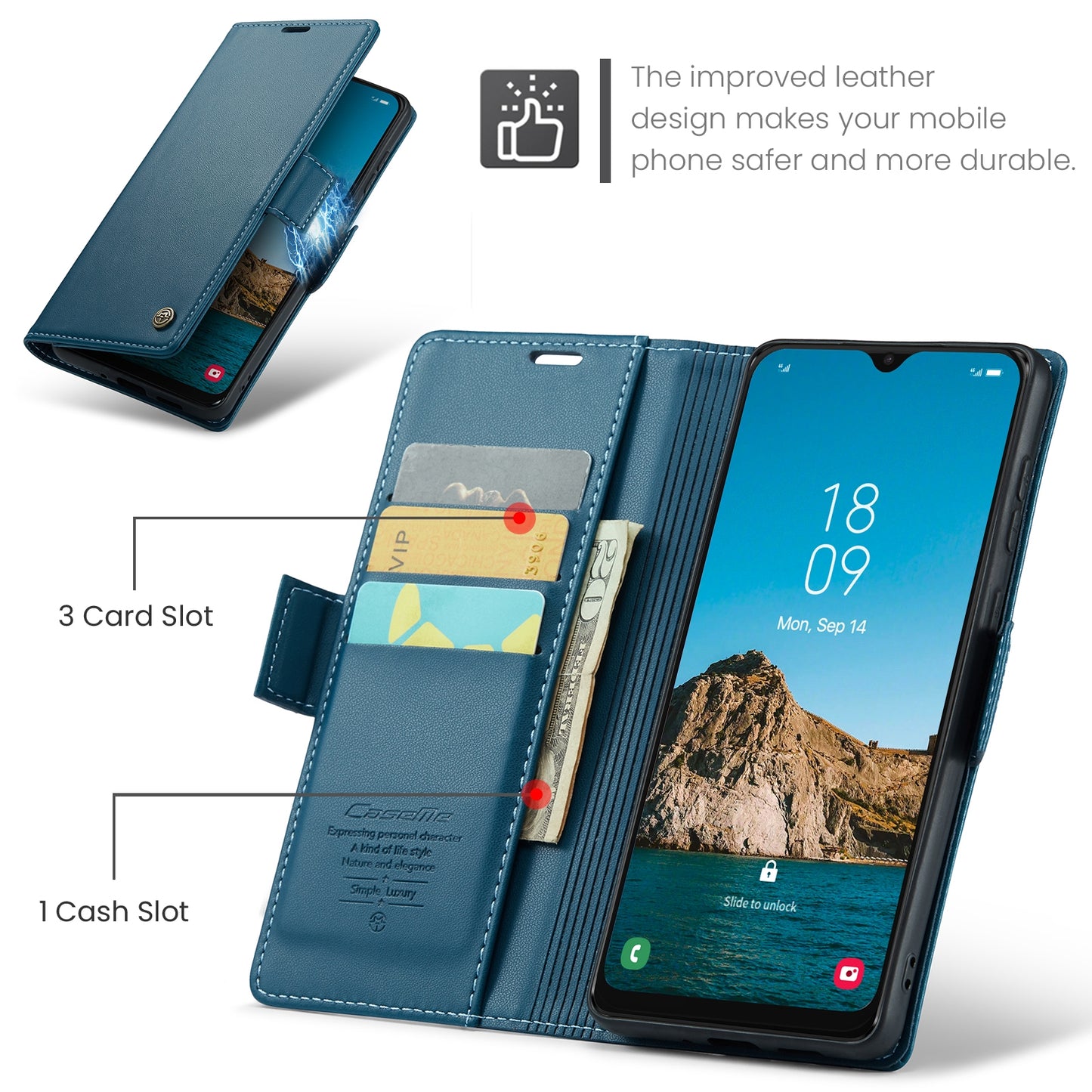 Samsung Galaxy A50/A50s Leather Wallet Case - RFID Blocking, Stand Function, Card Slots