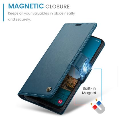 Samsung Galaxy A30s Leather Wallet Case - RFID Blocking, Stand Function, Card Slots