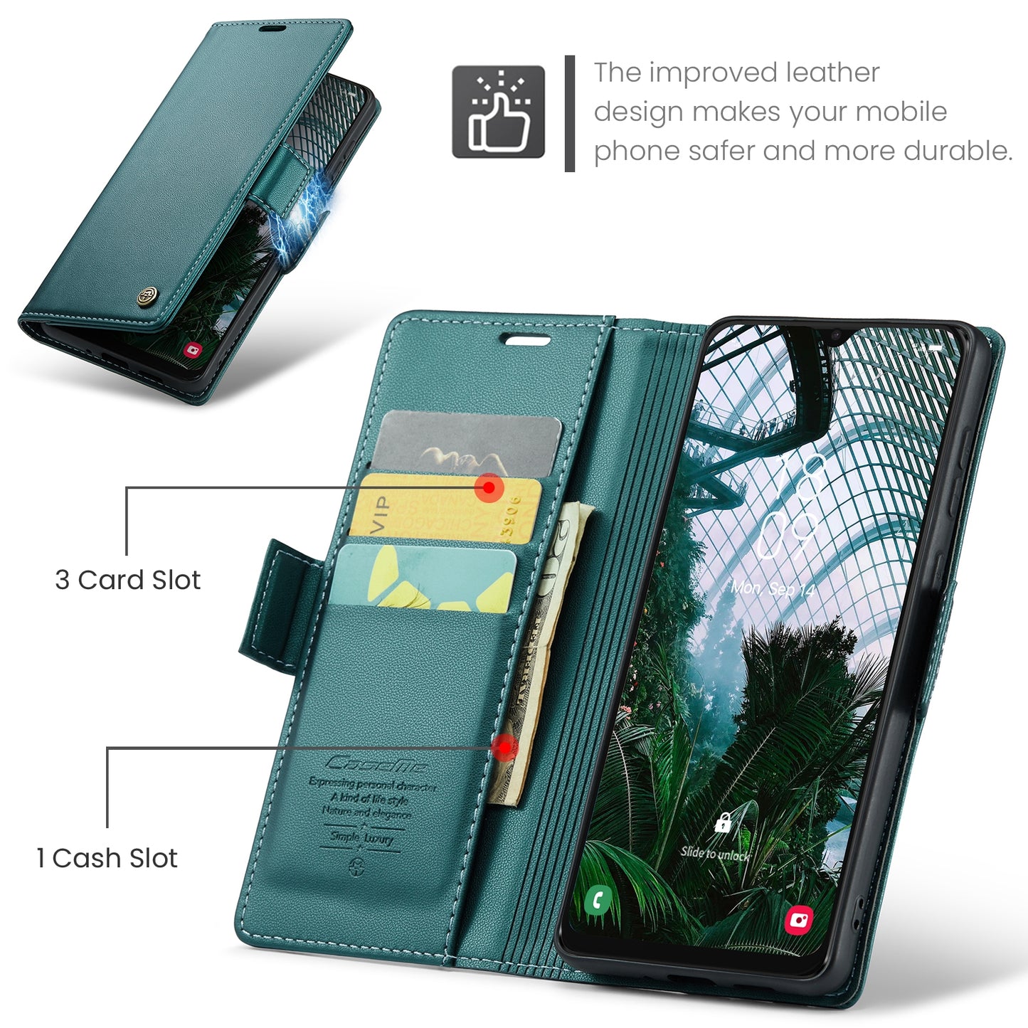 Samsung Galaxy A30s Leather Wallet Case - RFID Blocking, Stand Function, Card Slots