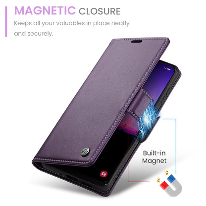 Samsung Galaxy A30s Leather Wallet Case - RFID Blocking, Stand Function, Card Slots
