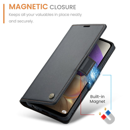 Samsung Galaxy A32 Leather Wallet Case - RFID Blocking, Stand Function, Card Slots