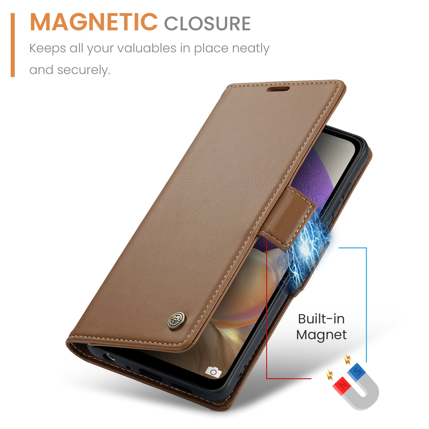 Samsung Galaxy M32 5G Leather Wallet Case - RFID Blocking, Stand Function, Card Slots