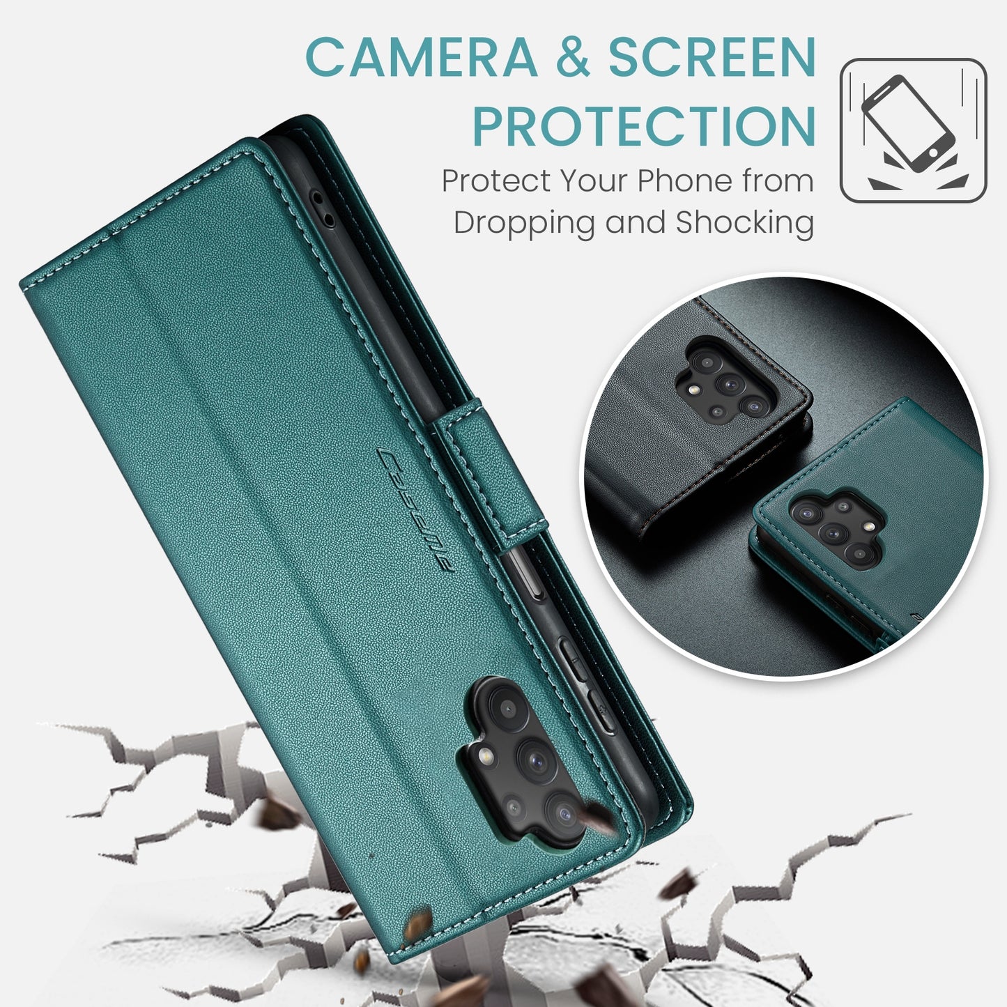 Samsung Galaxy A32 Leather Wallet Case - RFID Blocking, Stand Function, Card Slots