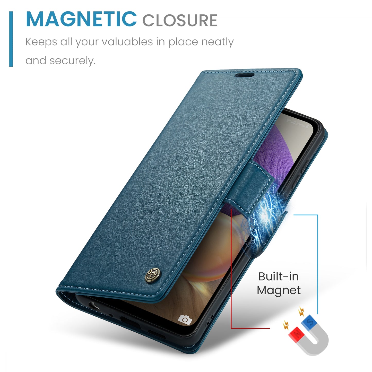 Samsung Galaxy M32 5G Leather Wallet Case - RFID Blocking, Stand Function, Card Slots