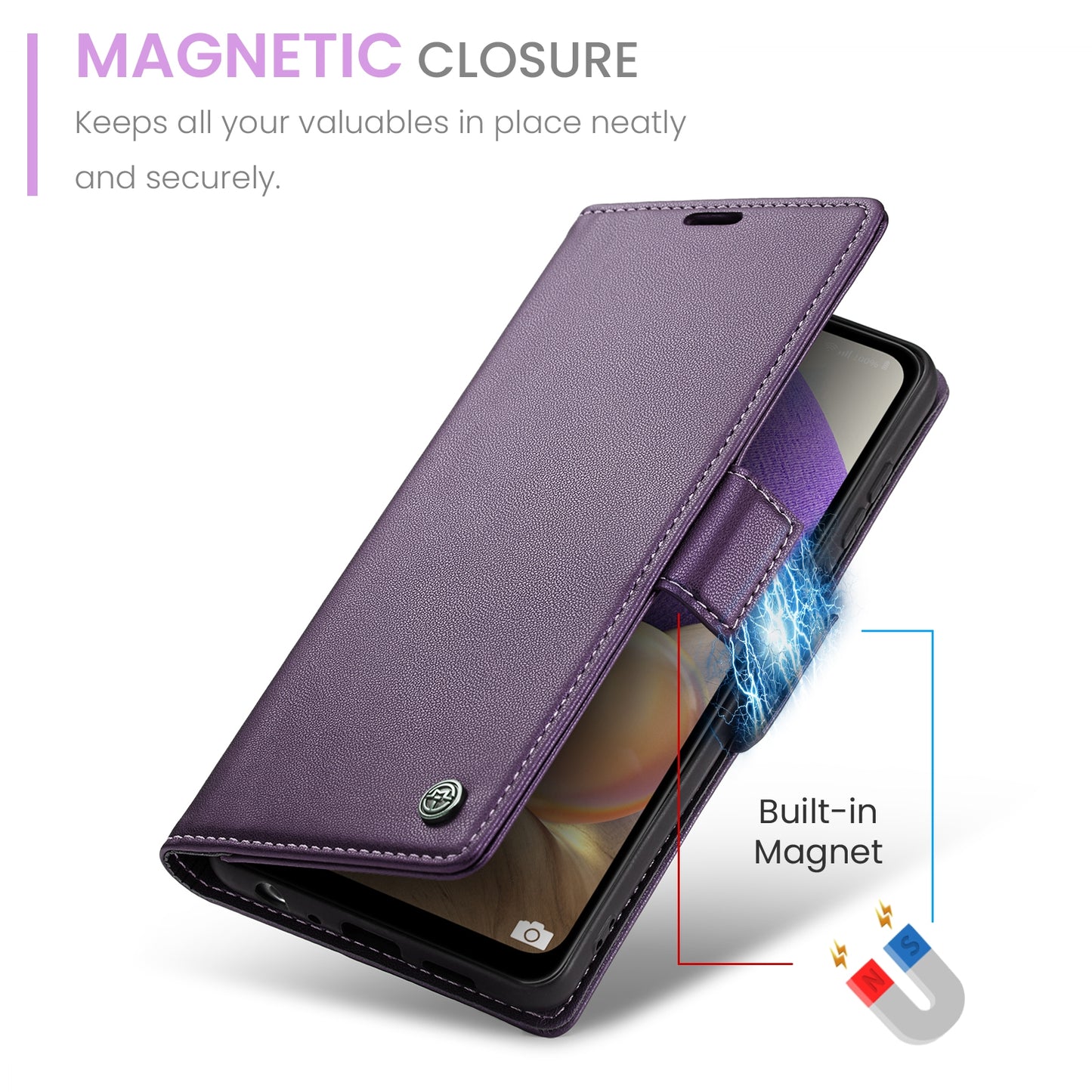 Samsung Galaxy M32 5G Leather Wallet Case - RFID Blocking, Stand Function, Card Slots