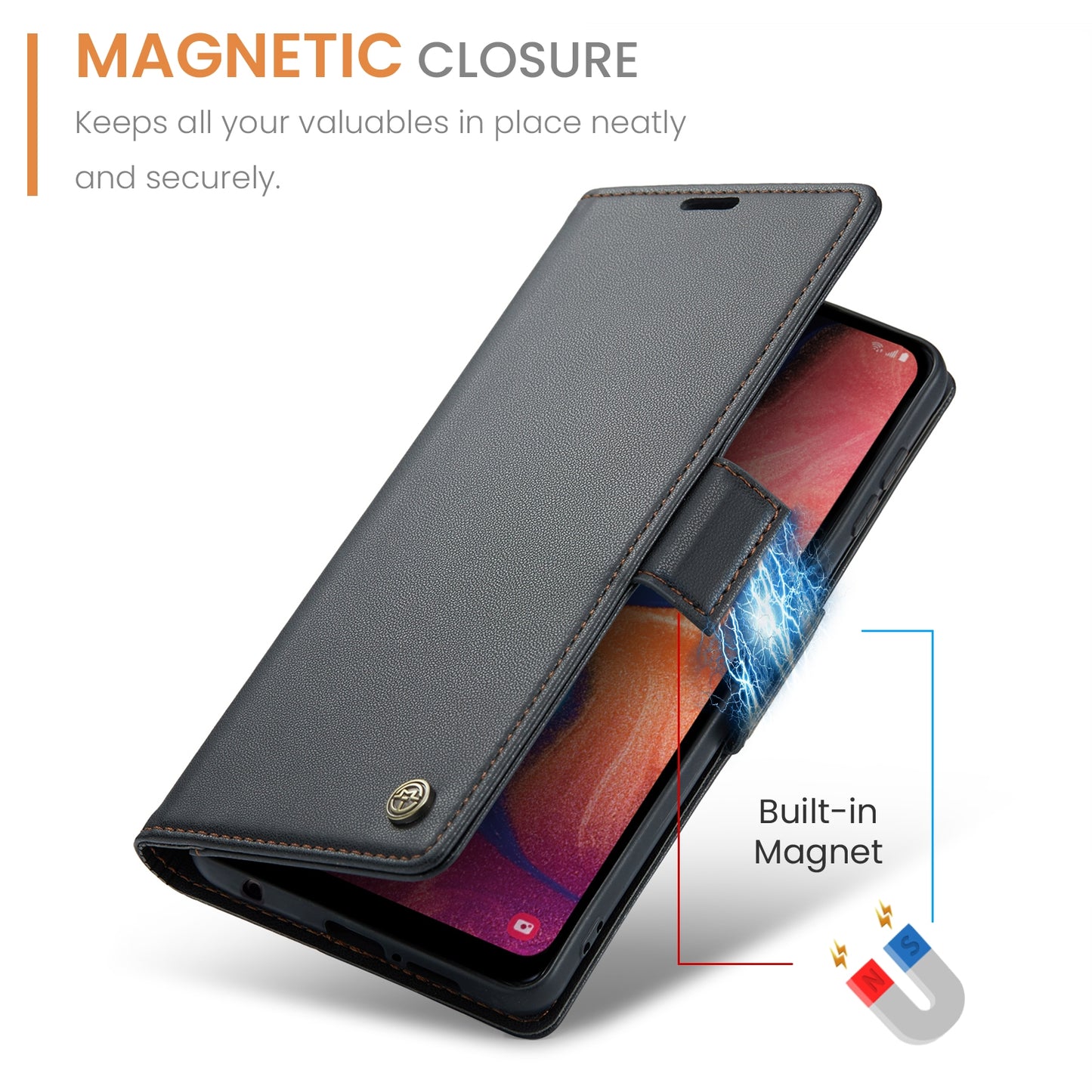 Samsung Galaxy A40 Leather Wallet Case - RFID Blocking, Stand Function, Card Slots