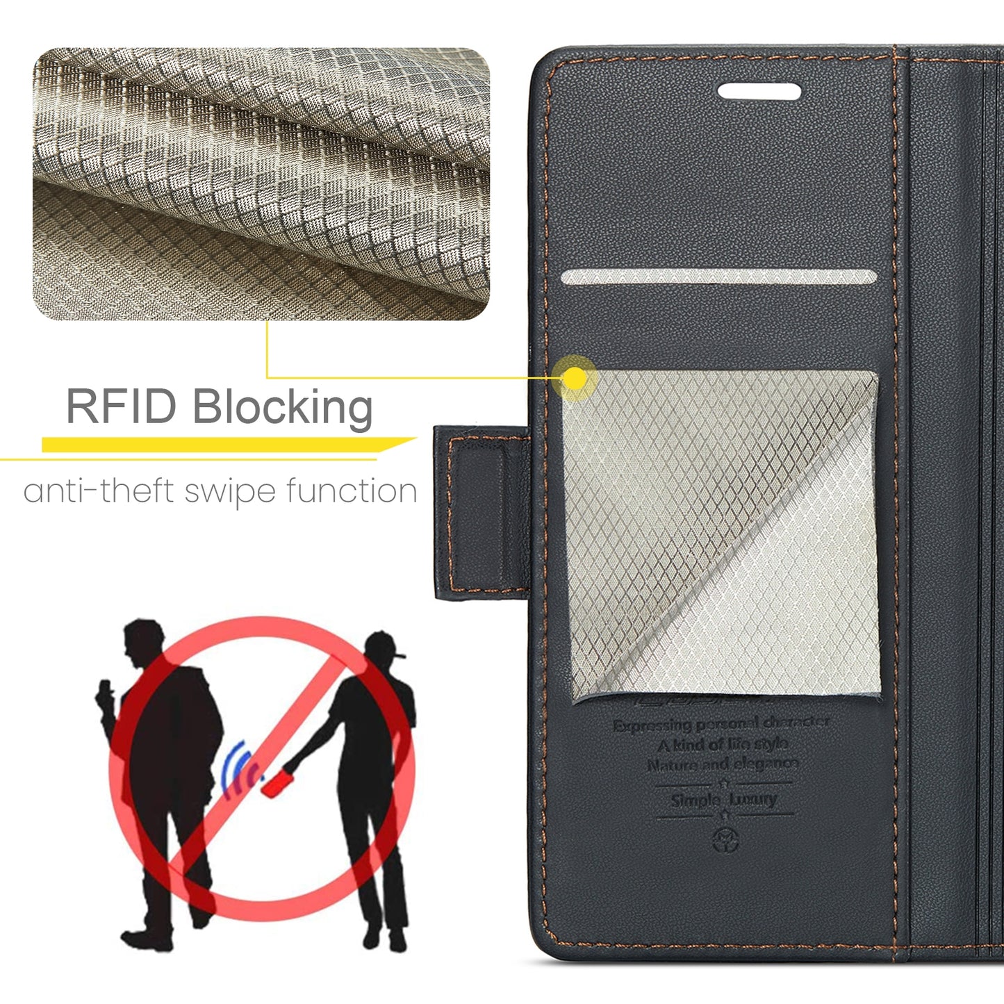 Samsung Galaxy A40 Leather Wallet Case - RFID Blocking, Stand Function, Card Slots