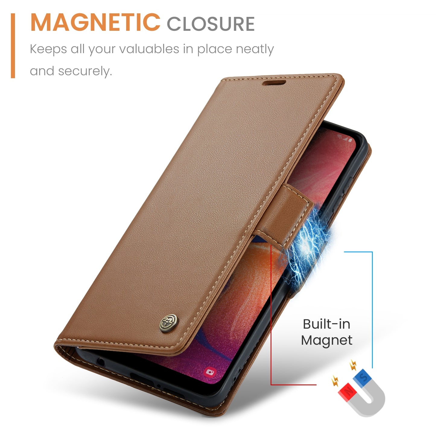 Samsung Galaxy A40 Leather Wallet Case - RFID Blocking, Stand Function, Card Slots