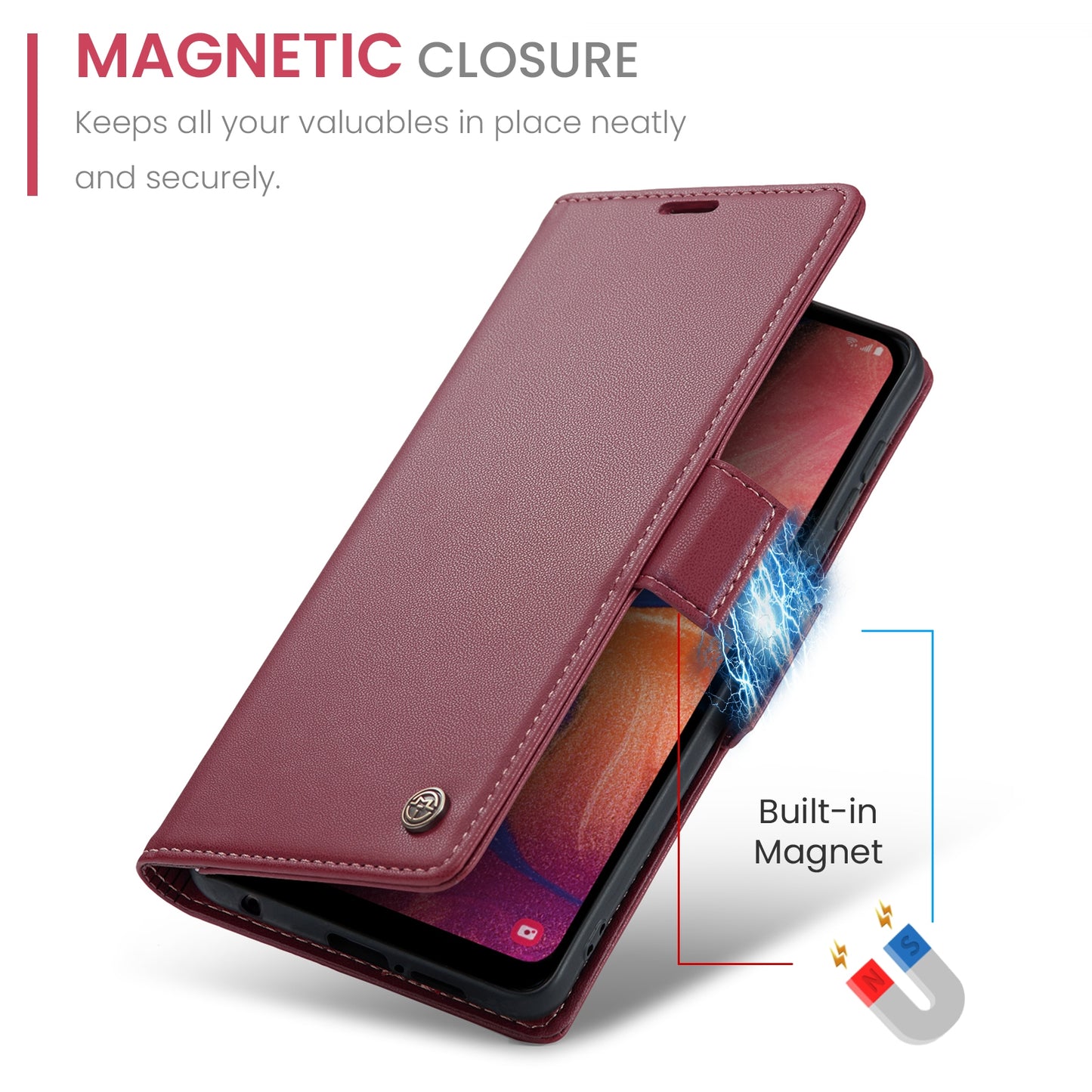 Samsung Galaxy A40 Leather Wallet Case - RFID Blocking, Stand Function, Card Slots