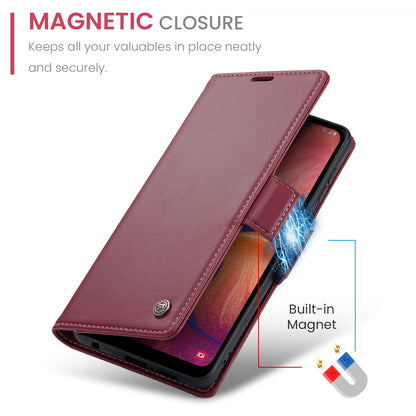 Samsung Galaxy A40 Leather Wallet Case - RFID Blocking, Stand Function, Card Slots