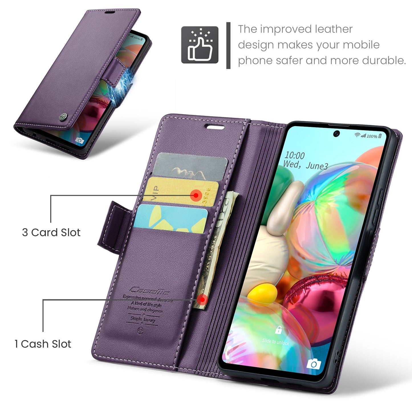 Samsung Galaxy A71 4G Leather Wallet Case - RFID Blocking, Stand Function, Card Slots