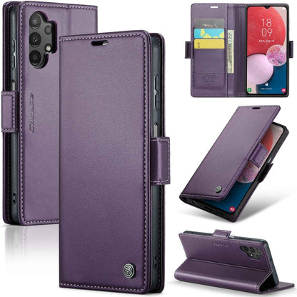 Samsung Galaxy A13 Leather Wallet Case - RFID Blocking, Stand Function, Card Slots