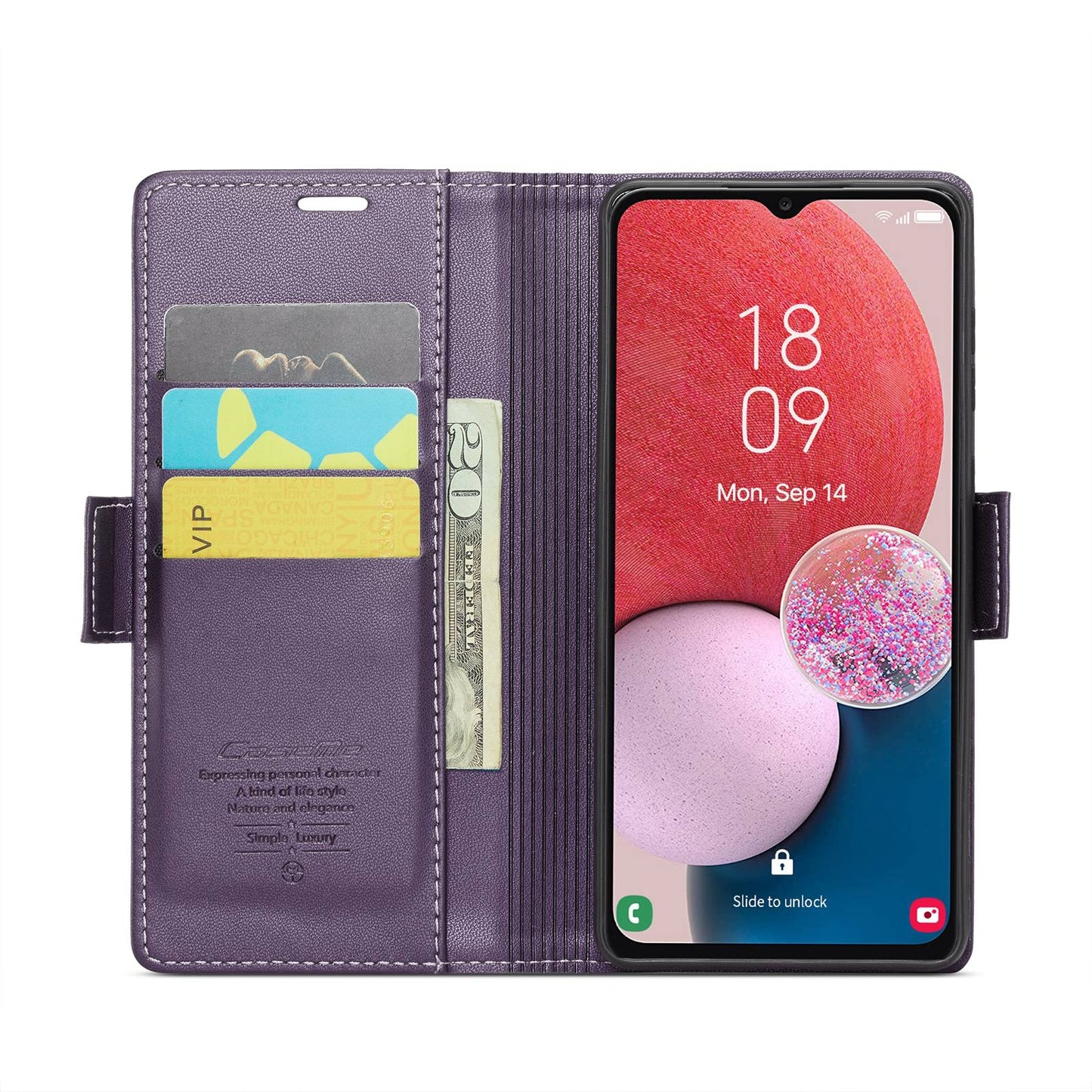Samsung Galaxy A13 Leather Wallet Case - RFID Blocking, Stand Function, Card Slots