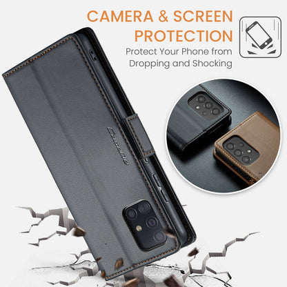 Samsung Galaxy A51 Leather Wallet Case - RFID Blocking, Stand Function, Card Slots