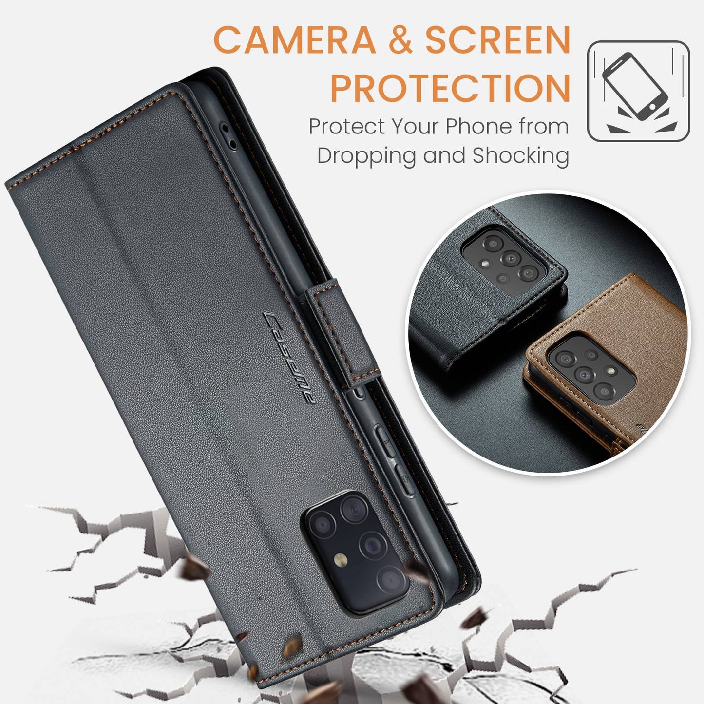 Samsung Galaxy M40s Leather Wallet Case - RFID Blocking, Stand Function, Card Slots