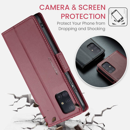 Samsung Galaxy A51 Leather Wallet Case - RFID Blocking, Stand Function, Card Slots