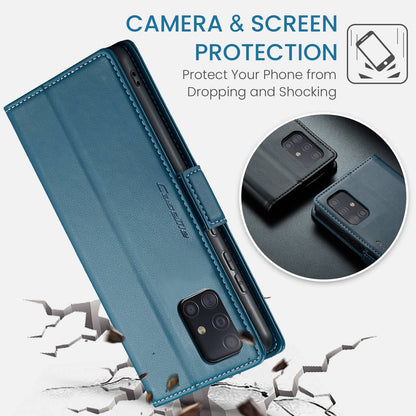 Samsung Galaxy A51 Leather Wallet Case - RFID Blocking, Stand Function, Card Slots