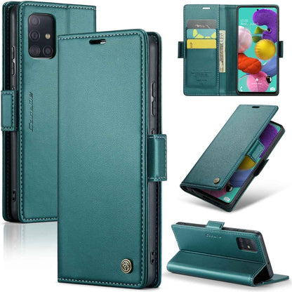 Samsung Galaxy M40s Leather Wallet Case - RFID Blocking, Stand Function, Card Slots