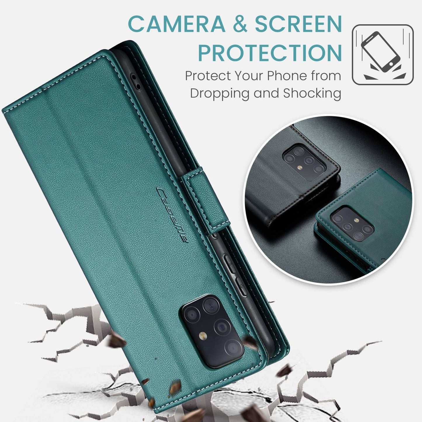 Samsung Galaxy M40s Leather Wallet Case - RFID Blocking, Stand Function, Card Slots