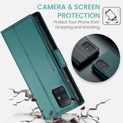 Samsung Galaxy M40s Leather Wallet Case - RFID Blocking, Stand Function, Card Slots