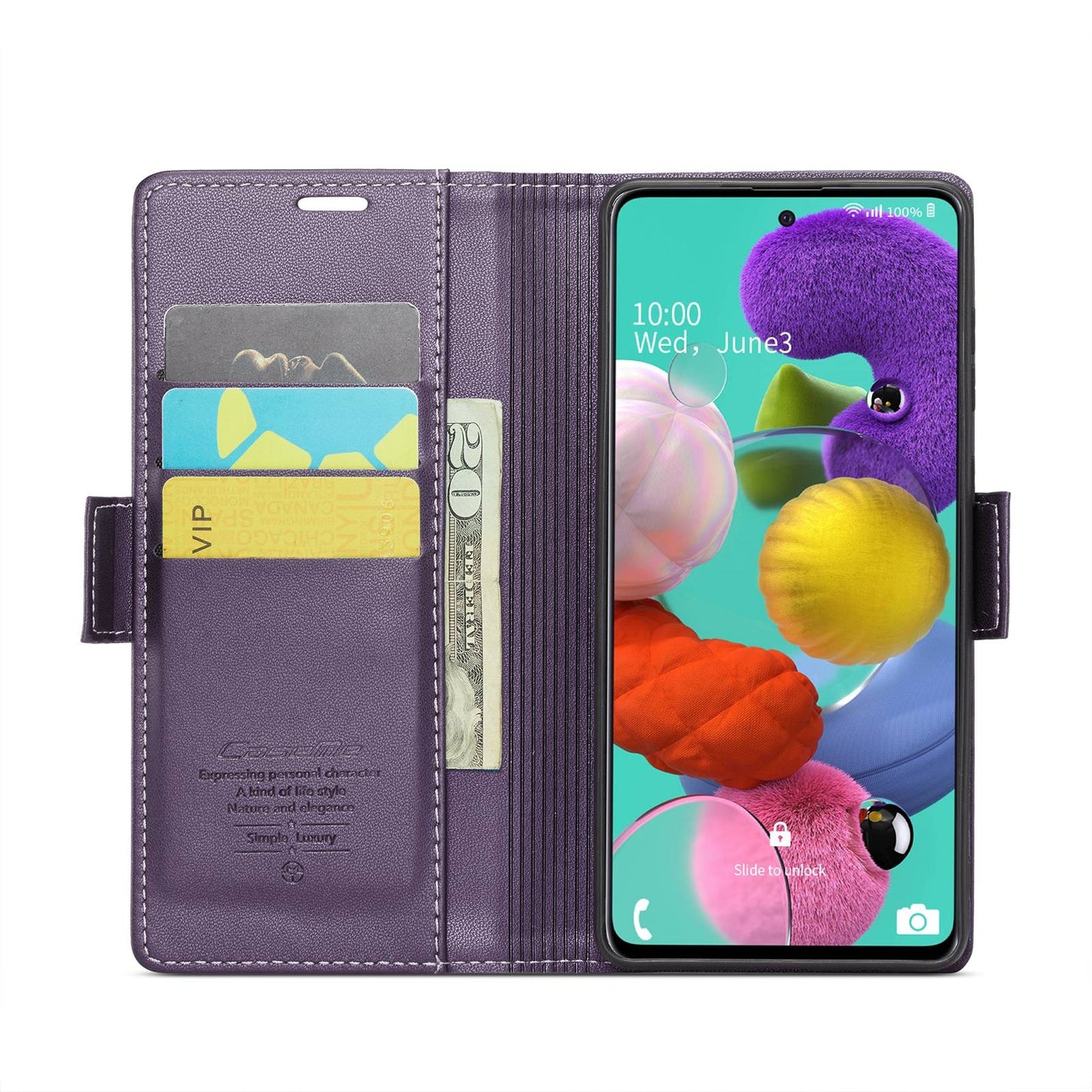 Samsung Galaxy A51 Leather Wallet Case - RFID Blocking, Stand Function, Card Slots