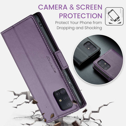 Samsung Galaxy A51 Leather Wallet Case - RFID Blocking, Stand Function, Card Slots