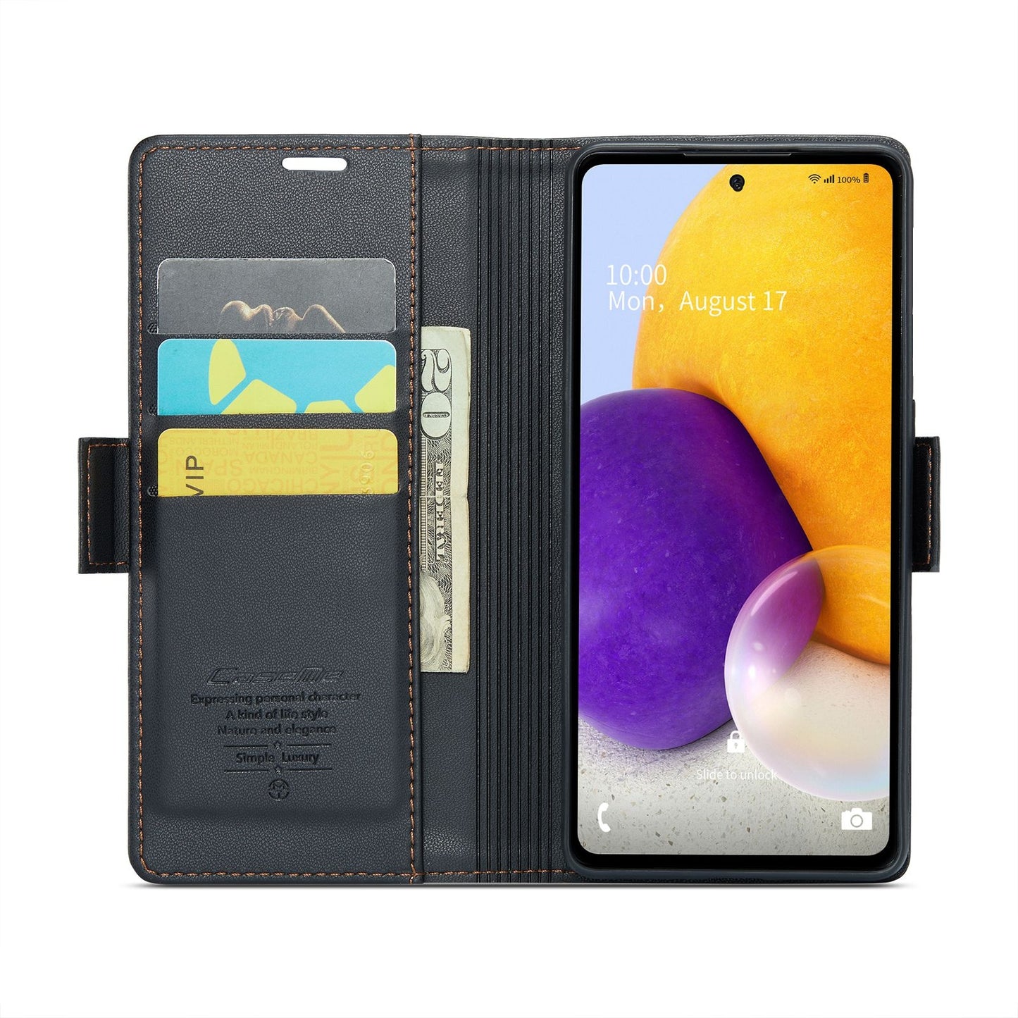 Samsung Galaxy A72 Leather Wallet Case - RFID Blocking, Stand Function, Card Slots