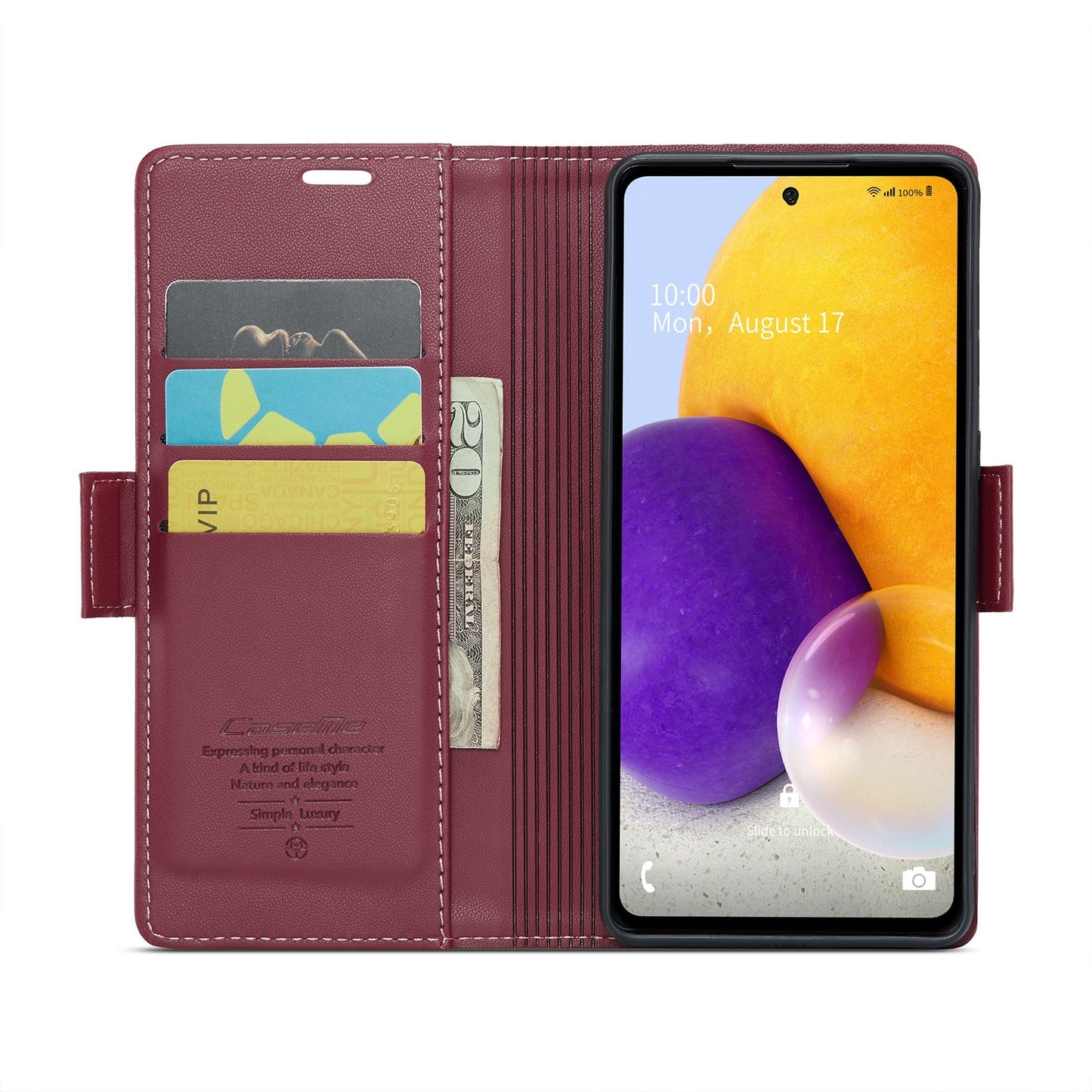 Samsung Galaxy A72 Leather Wallet Case - RFID Blocking, Stand Function, Card Slots