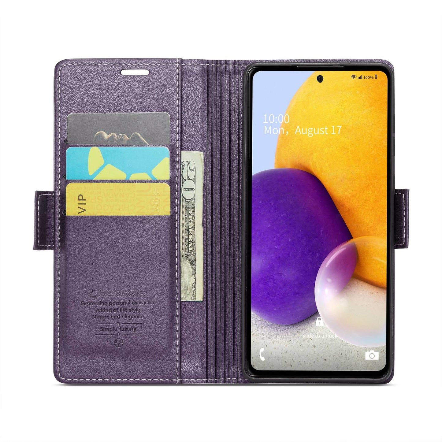 Samsung Galaxy A72 Leather Wallet Case - RFID Blocking, Stand Function, Card Slots