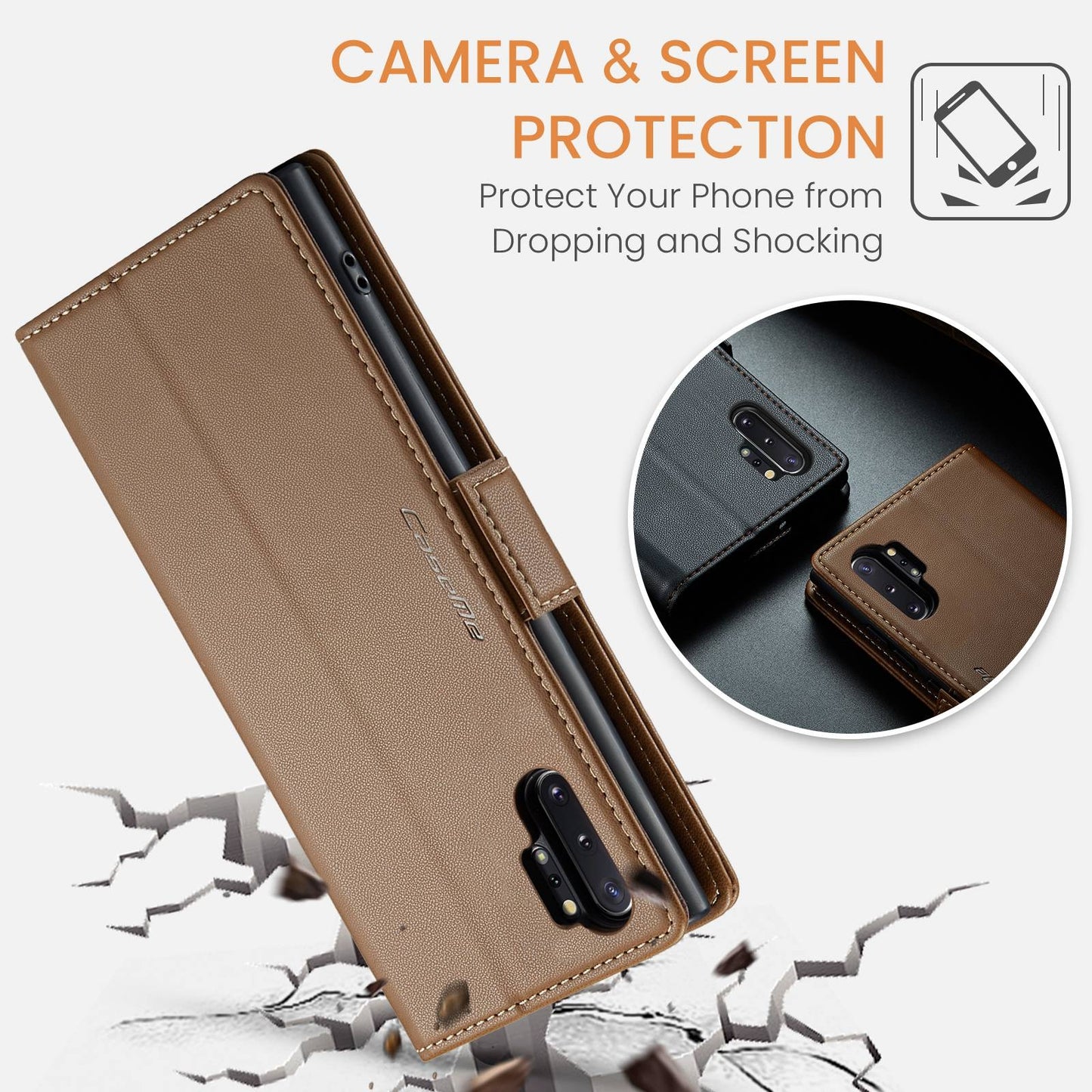 Samsung Galaxy Note10+ Leather Wallet Case - RFID Blocking, Stand Function, Card Slots