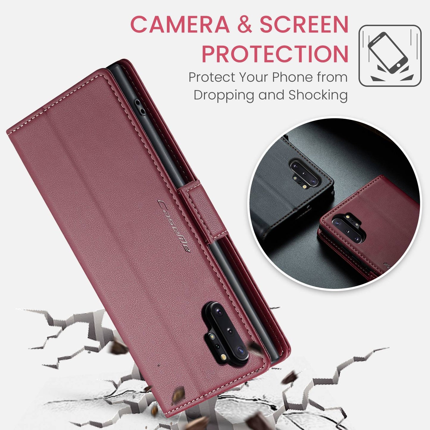 Samsung Galaxy Note10+ Leather Wallet Case - RFID Blocking, Stand Function, Card Slots