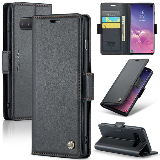 Samsung Galaxy S10 Leather Wallet Case - RFID Blocking, Stand Function, Card Slots