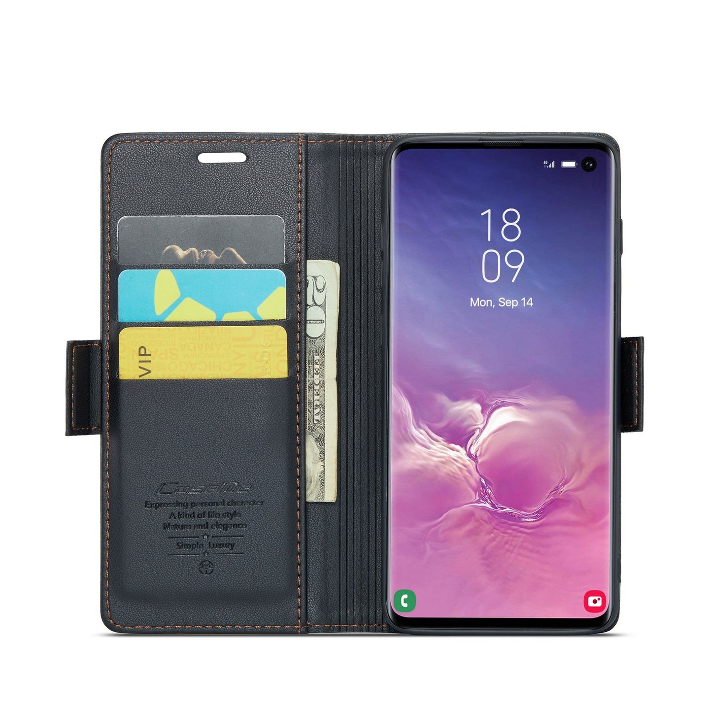 Samsung Galaxy S10 Leather Wallet Case - RFID Blocking, Stand Function, Card Slots