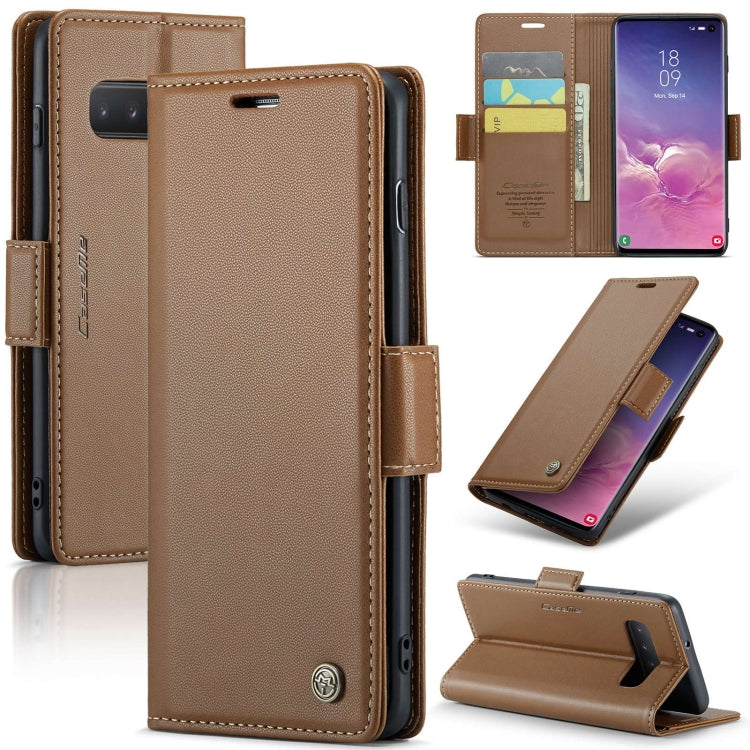 Samsung Galaxy S10 Leather Wallet Case - RFID Blocking, Stand Function, Card Slots