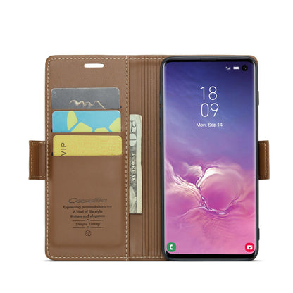 Samsung Galaxy S10 Leather Wallet Case - RFID Blocking, Stand Function, Card Slots