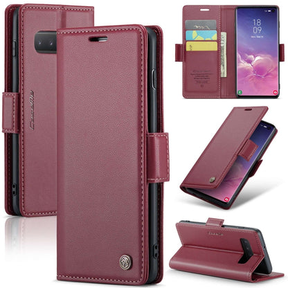 Samsung Galaxy S10 Leather Wallet Case - RFID Blocking, Stand Function, Card Slots