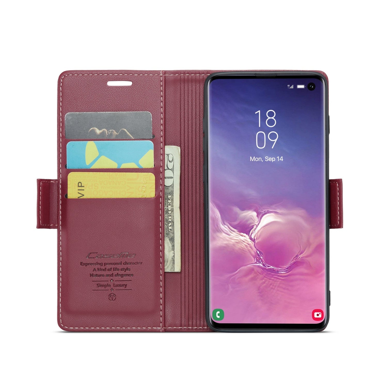 Samsung Galaxy S10 Leather Wallet Case - RFID Blocking, Stand Function, Card Slots