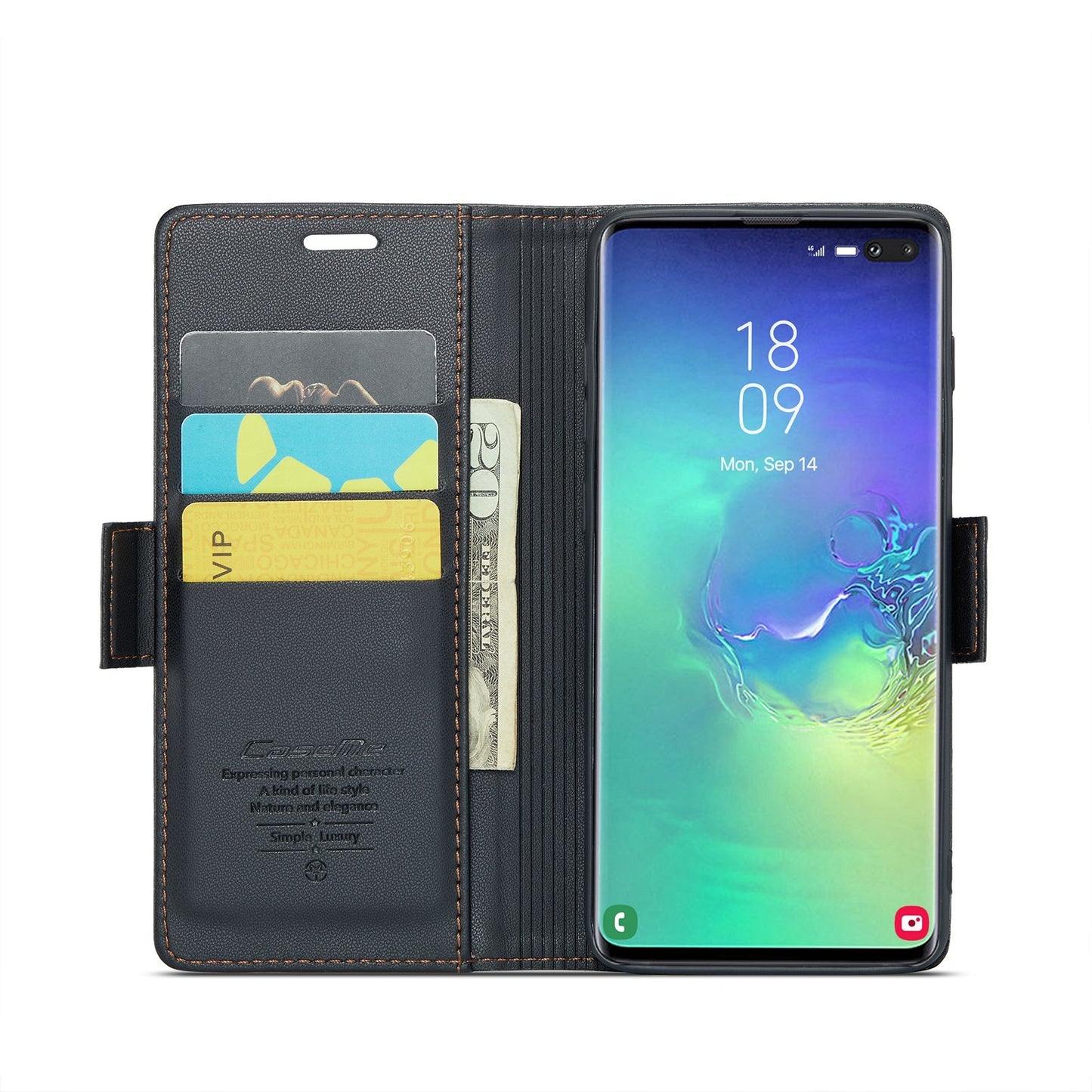 Samsung Galaxy S10+ Leather Wallet Case - RFID Blocking, Stand Function, Card Slots