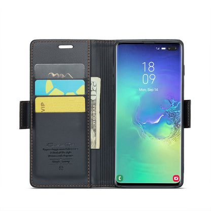 Samsung Galaxy S10+ Leather Wallet Case - RFID Blocking, Stand Function, Card Slots