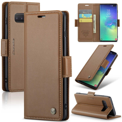 Samsung Galaxy S10+ Leather Wallet Case - RFID Blocking, Stand Function, Card Slots